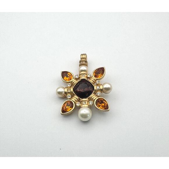 Vintage 1980s Swarovski Snowflake Pendant Maltese Cross - Picture 1 of 10